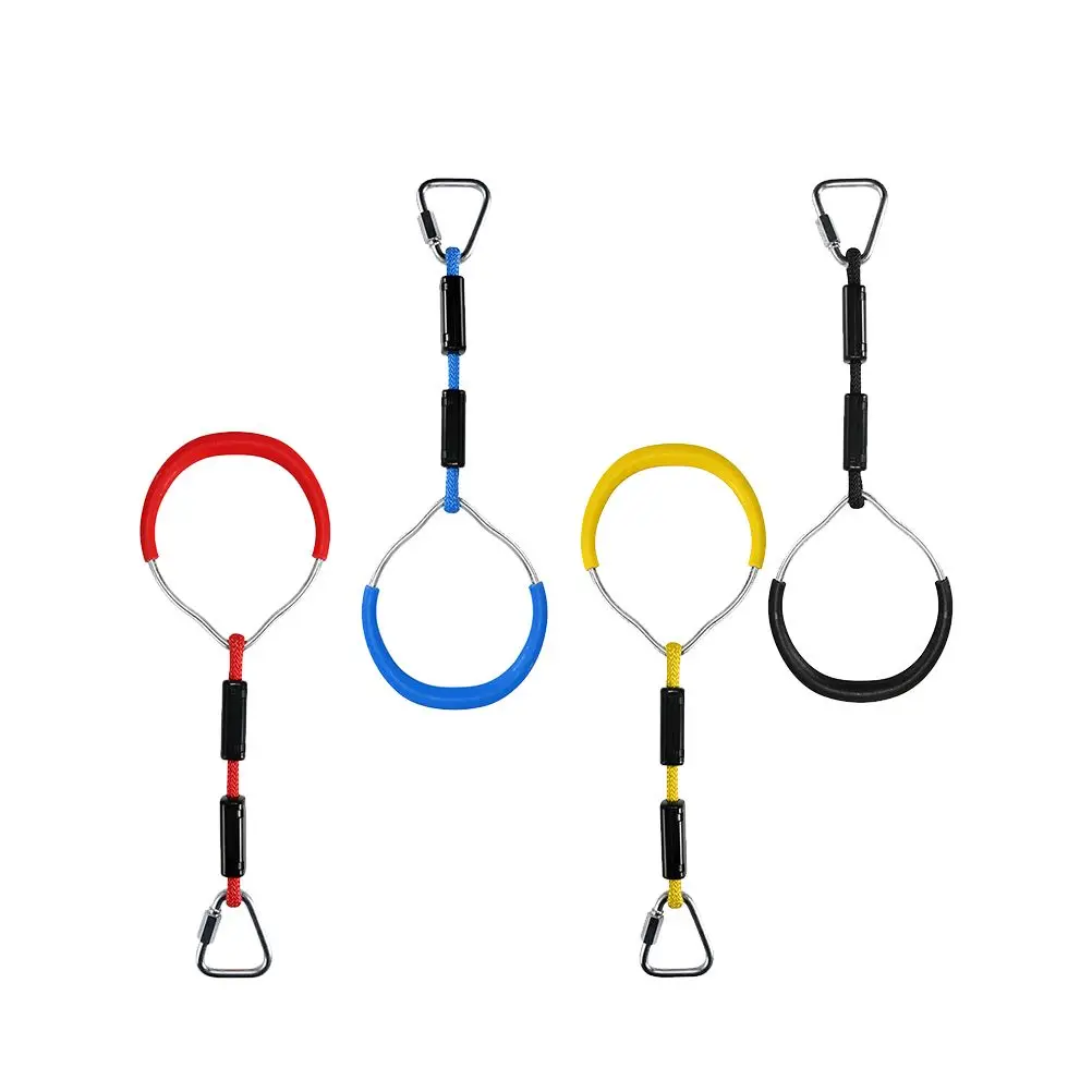2Pcs Colorful Gymnastics Rings Smooth Handles For Playground Obstacle Course Fitness Bone Development Monkey Bar Climbing