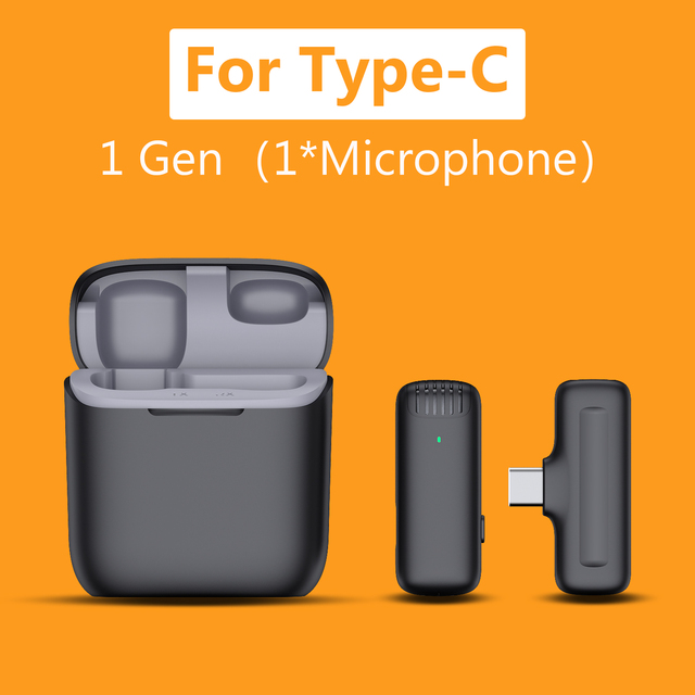 Lapel Microphone Lavalier Mic Noise Reduction Live Interview Mobile Phone Recording for iPhone Type C with Charging Box