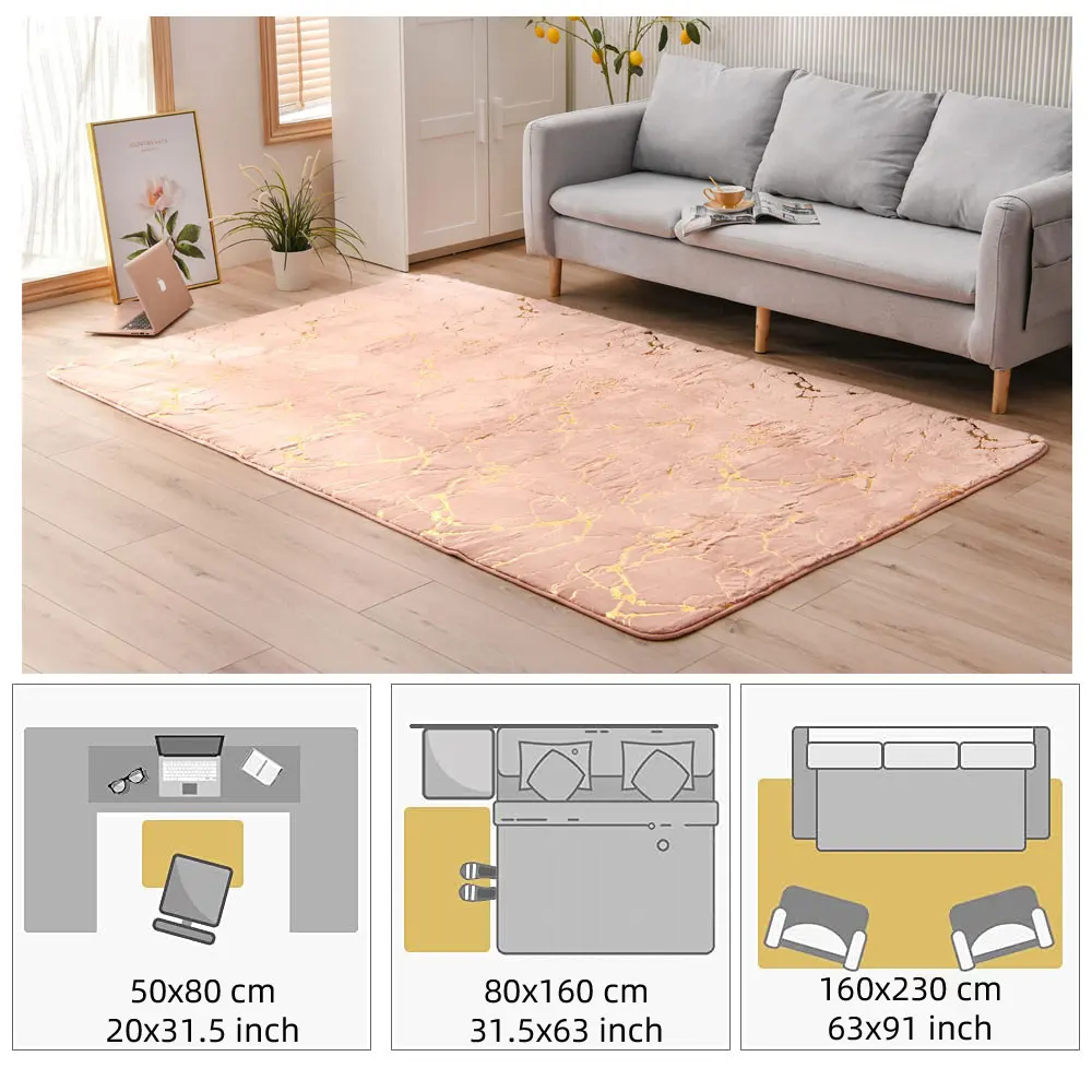 Bathroom Bedroom Bedside Living Room Sofa Foot Mats Rabbit Fur Non-slip Plush Carpets