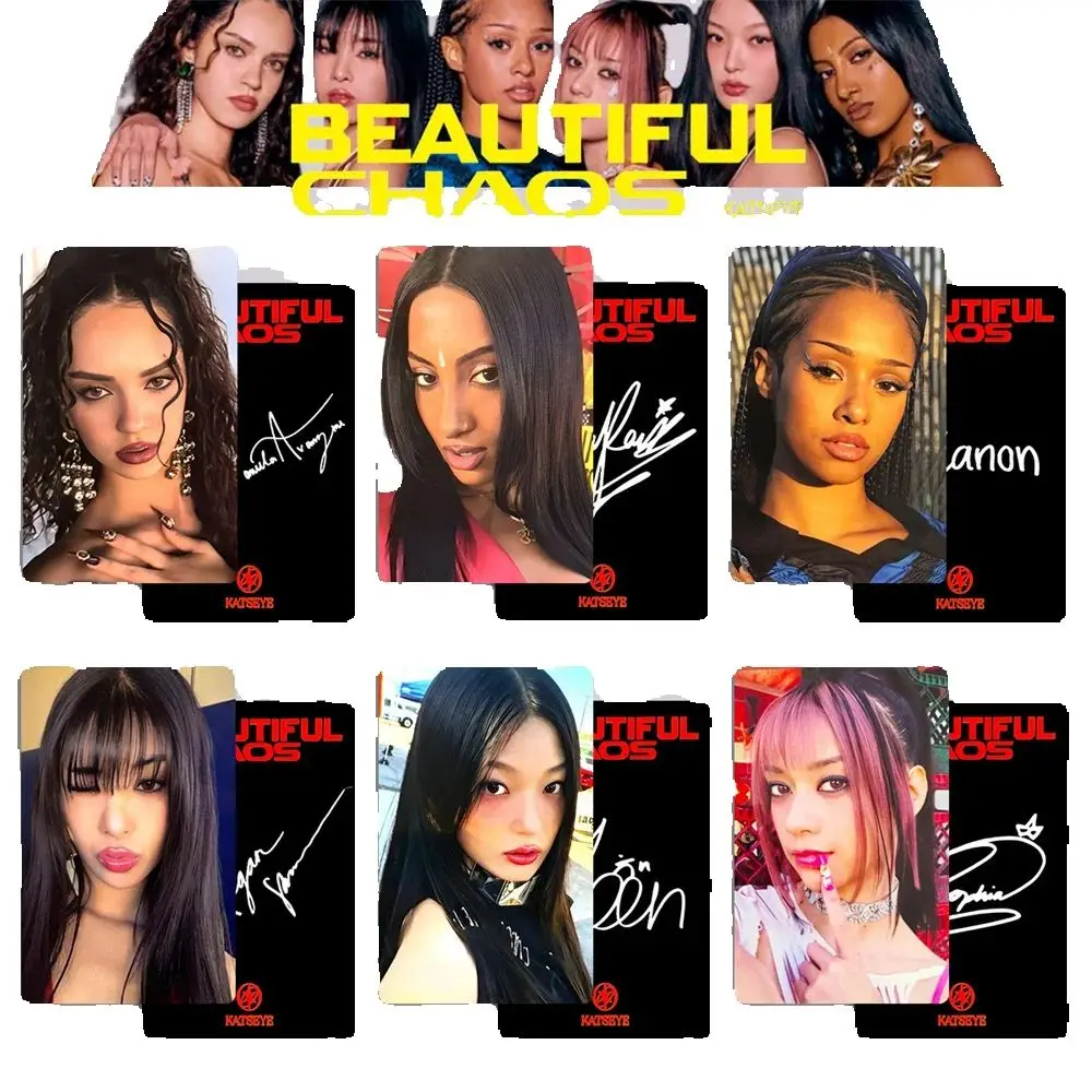 6Pcs/Set KATSEYE New Album BEAUTIFUL CHAOS HD Photocards Double