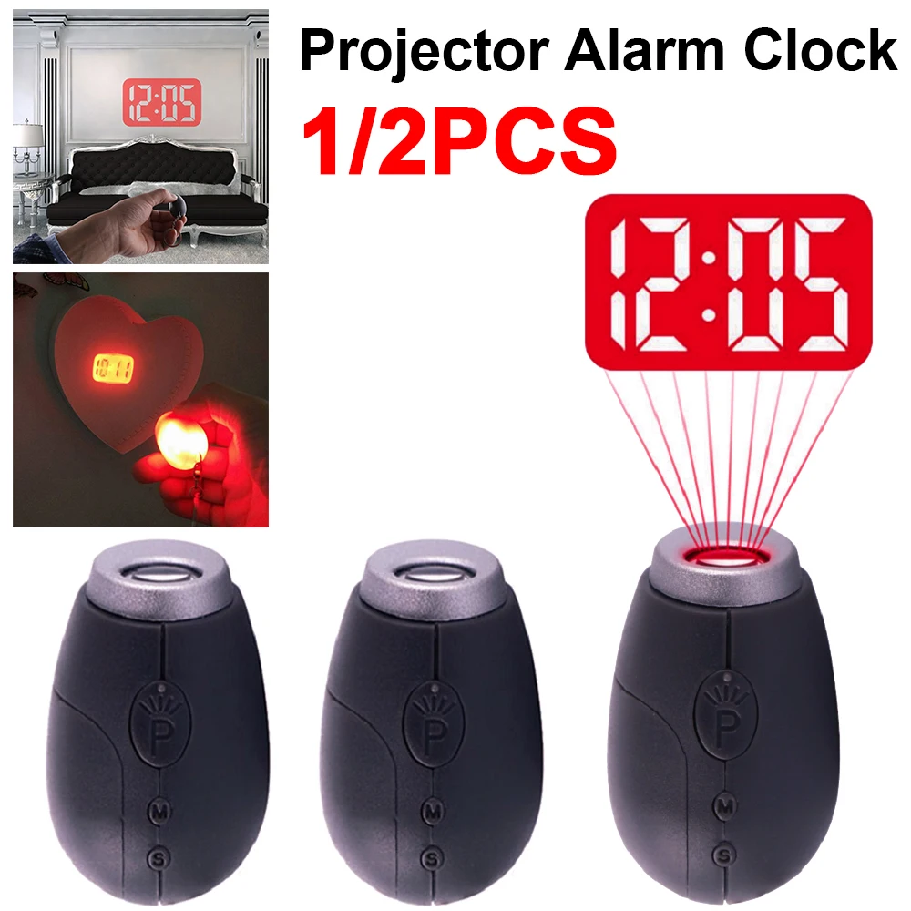 Mini Projection Alarm Clock Portable Keychain Mini Projector Light with LED Digital Display Oval Alarm Clocks Home Decoration
