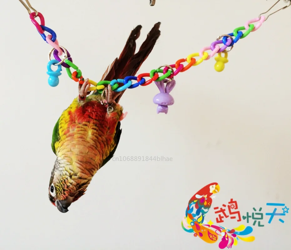 Parrot Toy Bird Toy Bird Swing Toy Bird Cage Accessories Pet Supplies Toy Parrot Toys Colorful Acrylic Bridge Cage Bird Funny Hanging Accessories Swing Toys Chain Exercise