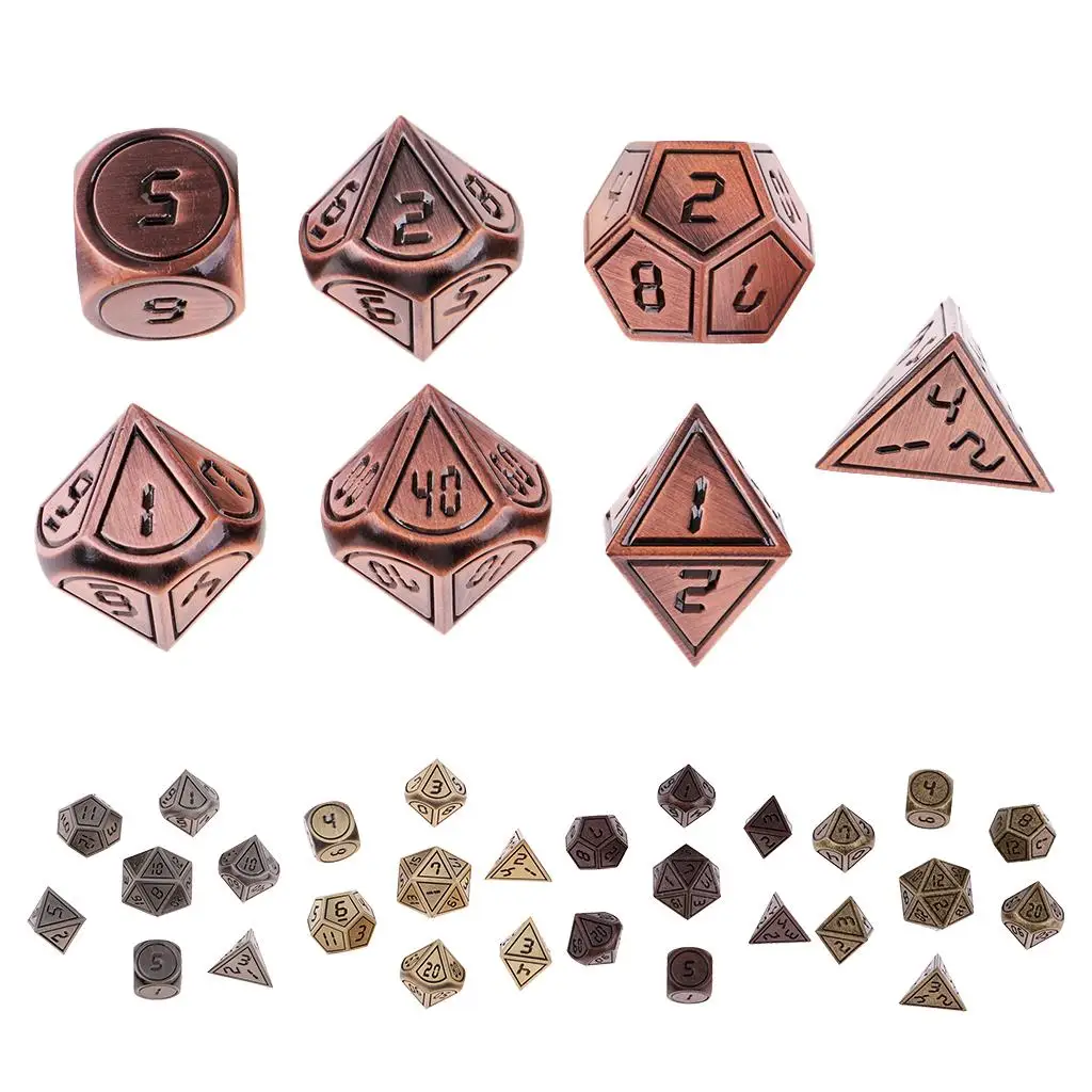 RPG Dice Set 7 Pieces Metal Polyhedral Dice Zinc Alloy Game Dice for Dungeon and Dragons Party Play RPG Dice Set 7 Pieces Metal Polyhedral Dice Zinc Alloy Game Dice for Dungeon and Dragons Party Play