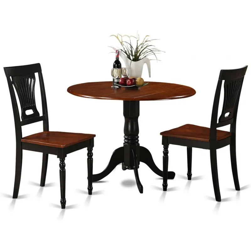 

East West Furniture DLPL3-BCH-W Дублин, современный комплект из 3 предметов, содержит круглый деревянный стол с каплями и 2 Стульями для столовой,
