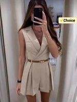 Summer Fashion New Women's Lapel Suit Jumpsuit OL Professional Commuting Women's Office Style Shorts Formal Jumpsuit - Image 3