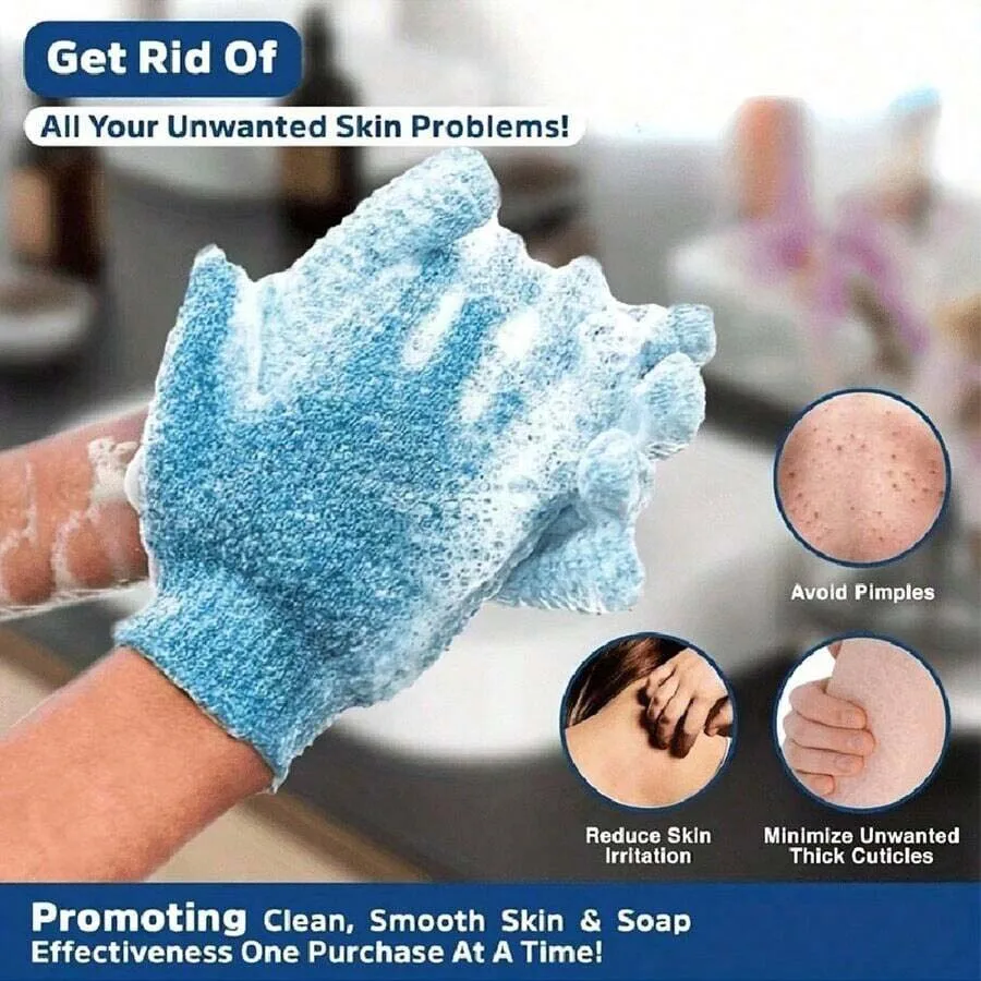 2pcs/6pcs/12pcs Reversible Exfoliating Shower Gloves, Body Scrub Gloves, ,Cleansing Tools Bath Towel Bath Products Back Scrub 2
