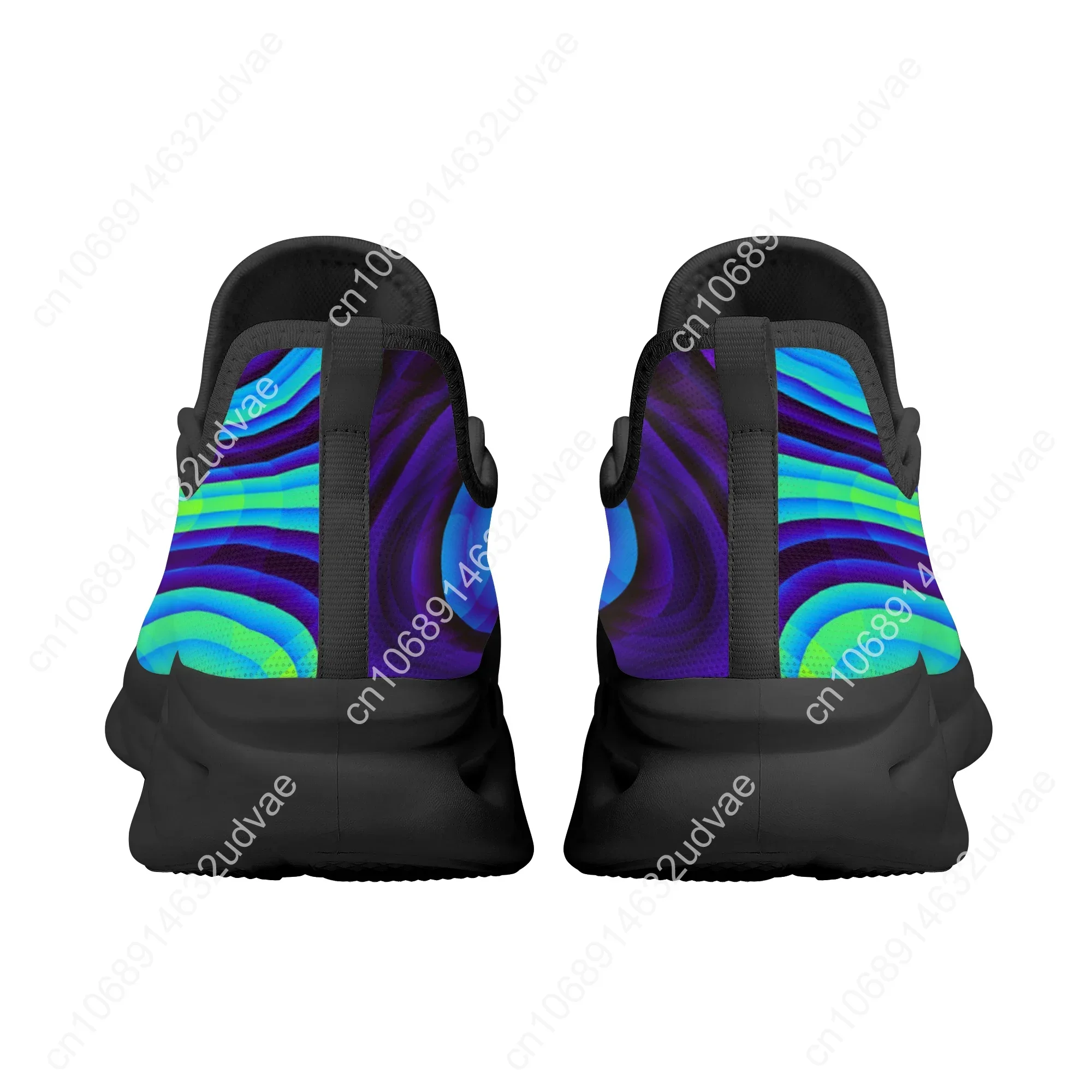 Fashion Black Psychedelic Kintted Breathable Men's Sneakers Light Lace Up Shoes Mesh Kintting Shoes Customized