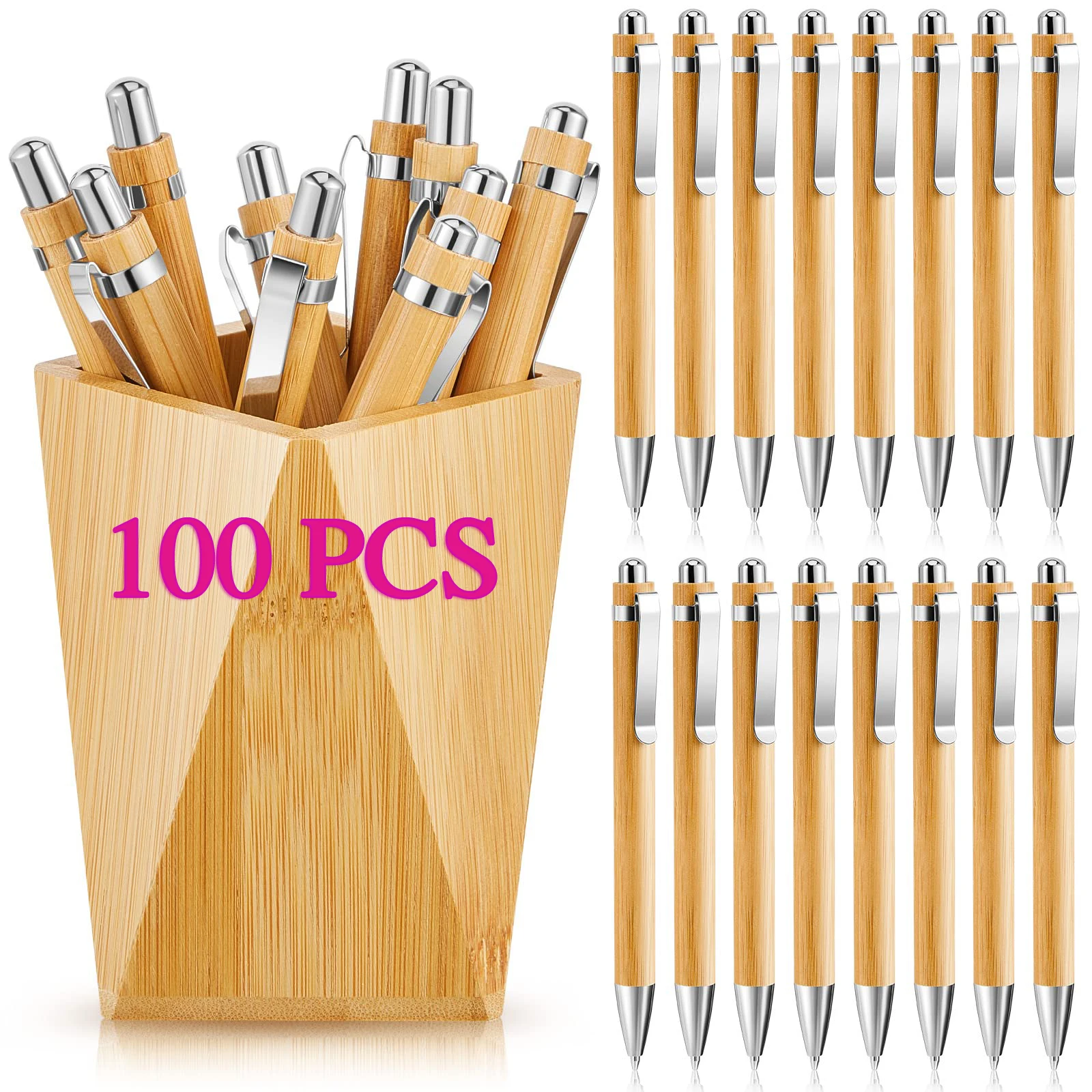 Bamboo Wood Ballpoint Pen 1.0mm Tip Office School Wrting Stationery Business Signature Ball Pens 100Pcs multifunction ballpoint pen multifunctional pen ballpoint pen ball point pen