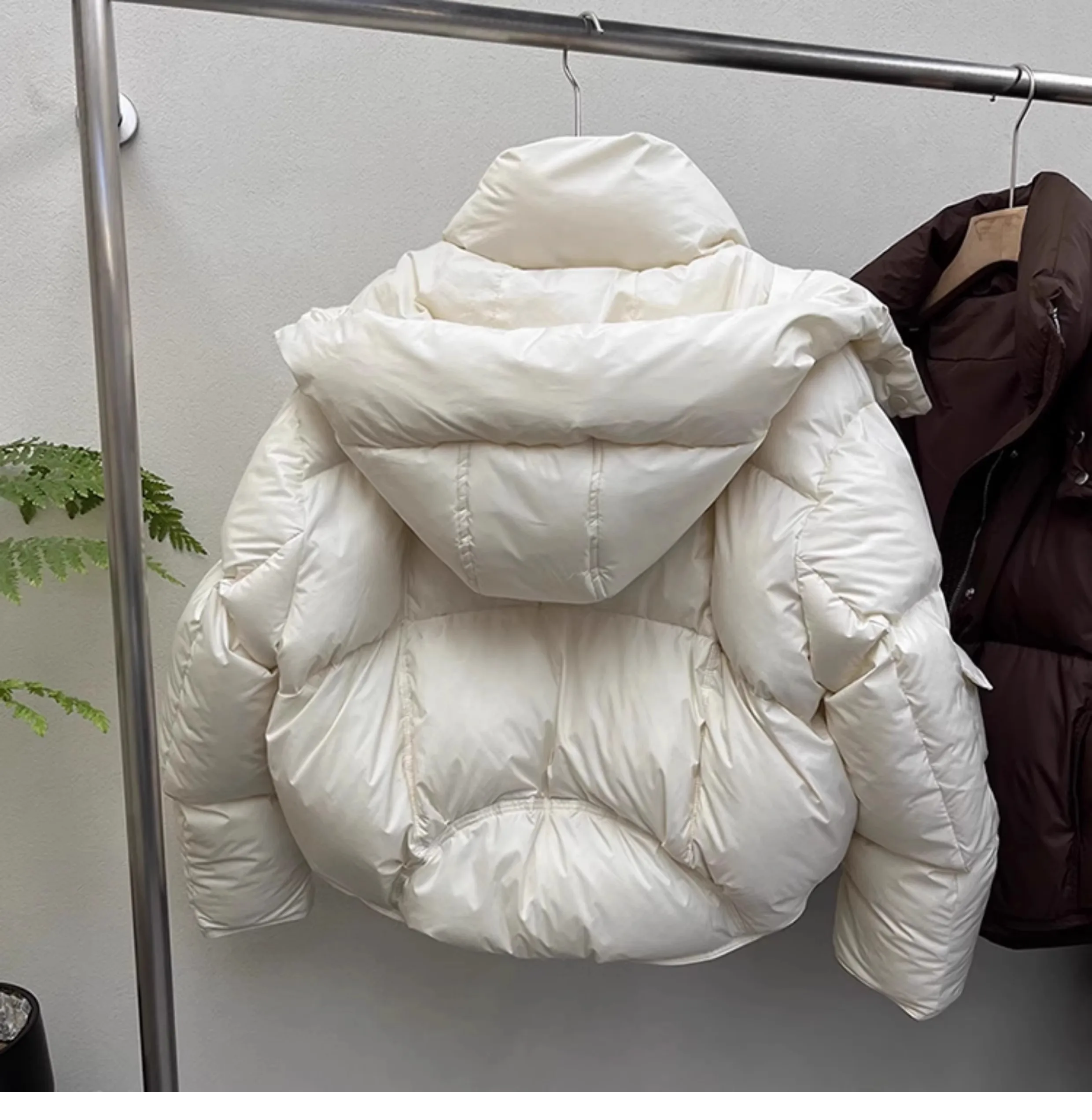 Women Puffer Jacket Winter Warm Thick Long Sleeve Oversized Hooded Short Parkas Mujer Female Solid Loose Crop Coat Outwear - Image 2