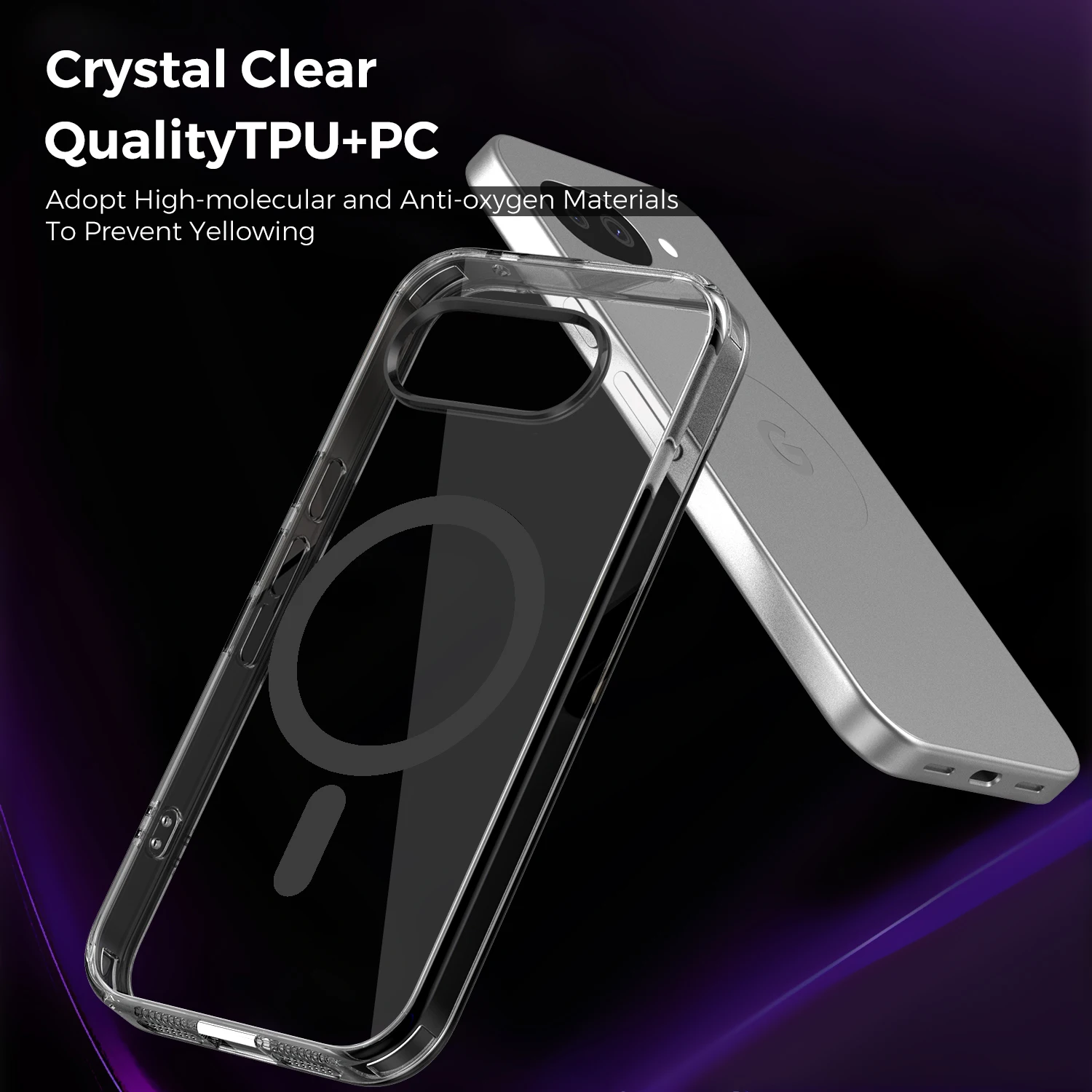 Luxury Clear Acrylic Magnetic Case with Wireless Charging and Shockproof Bumper Cover