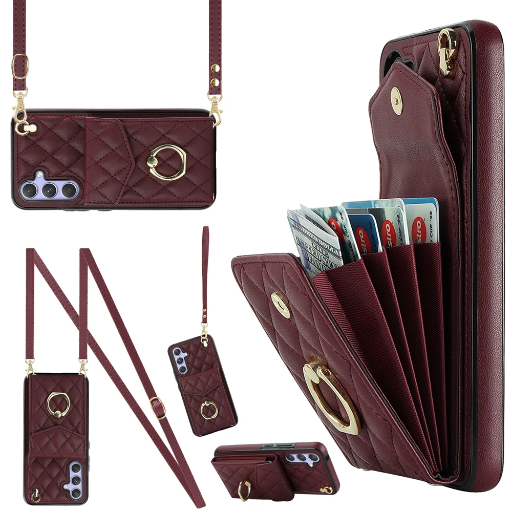 Stylish Leather Crossbody Phone Case with Lanyard