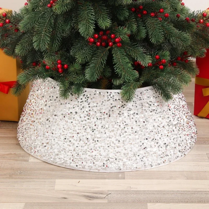 Christmas Tree Collar Sequins Round Christmas Tree Collar Party For Holiday Ornaments Rings christmas tree skirt