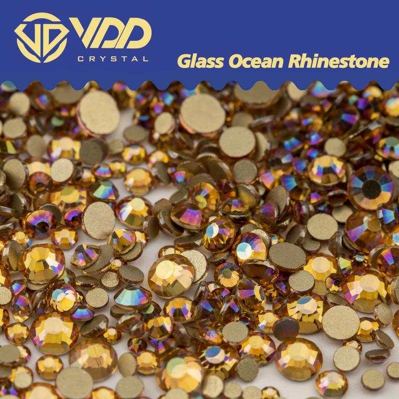 VDD New Color 1440Pcs/14400Pcs Gloaming Glass Crystal Rhinestones Gold  Flatback Strass Stones For Craft Nail Art DIY Decorations