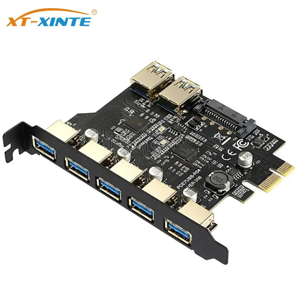 

5/7 Port USB 3.0 PCI-E Expansion Card USB3.0 Hub Controller PCI Express Adapter Card 5Gbps with 19pin 4PIN SATA Power Connector