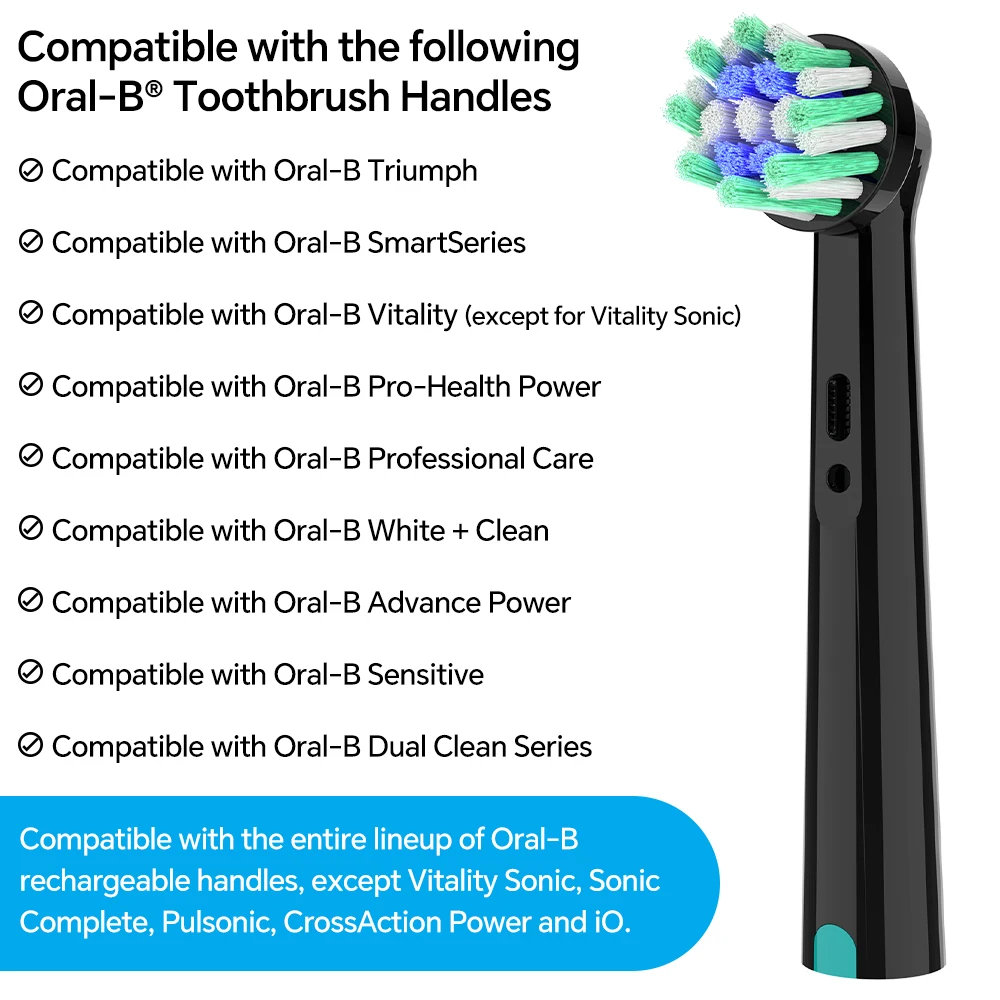 Replacement Cross Action Brush Heads Compatible with Oral B Electric Toothbrushes, Interdental Toothbrush Head for 1000/9600/750