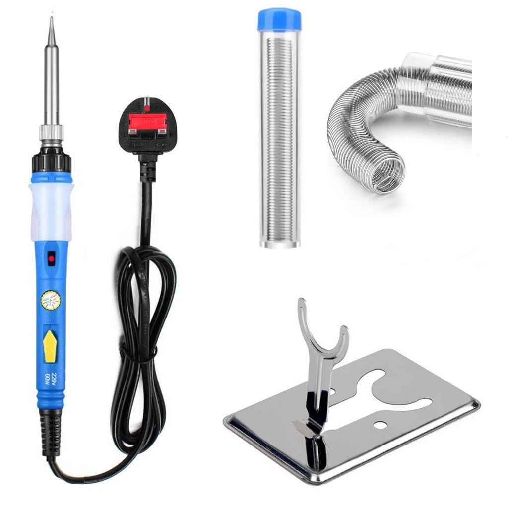 Soldering Iron 110V 220V 60W Ajustable Temperature Electric Welding Repair Tool Mini Solder Iron Station With Solder Wire jcd 80w soldering iron 908s lcd digital display adjustable temperature 220v 110v solder station welding repair tool kit