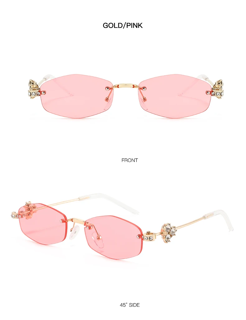 Wandern Luxus Randlose Polygon Diamant Anti Licht Gläser Frauen Retro Metall Hohe Qualität Vintage Raute Minimalistischen Gläser – Detail 11