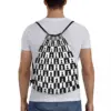 Custom Chess Checkerboard Drawstring Backpack Sports Gym Bag for Women Men Checkered Training Sackpack 5