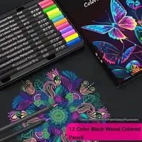 H&B School Colored Pencils Blackwood Soft Oil-Based Core Eco Friendly Professional Drawing Stationery Items Portable in Iron Box 2