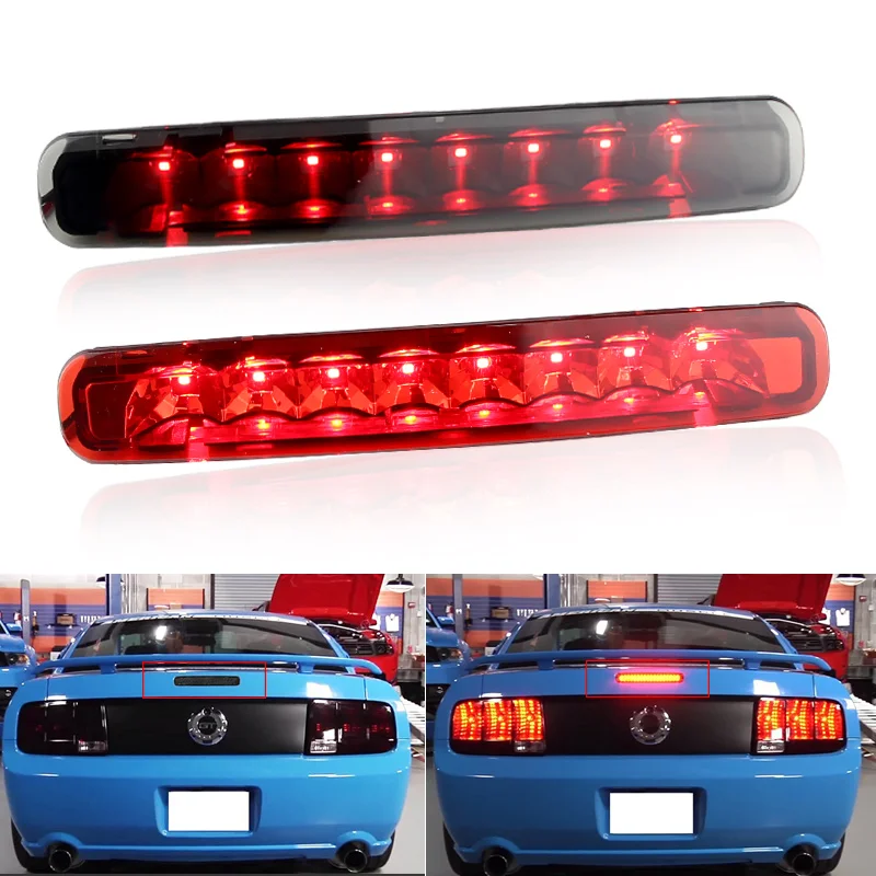 

1x OEM подходит для 2005-2009 Ford Mustang дым/красные линзы Светодиодные третий стоп светильник задний стоп-сигнал Лампа 12 В сменная галогенная Hid лампа