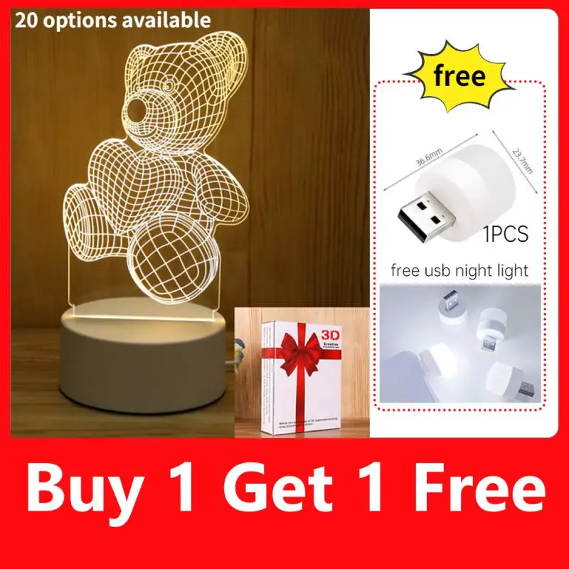 

3D Acrylic Led Lamp For Home Children's Night Light Table Lamp Birthday Party Decor Valentine's Day Bedside Lamp Romantic Love