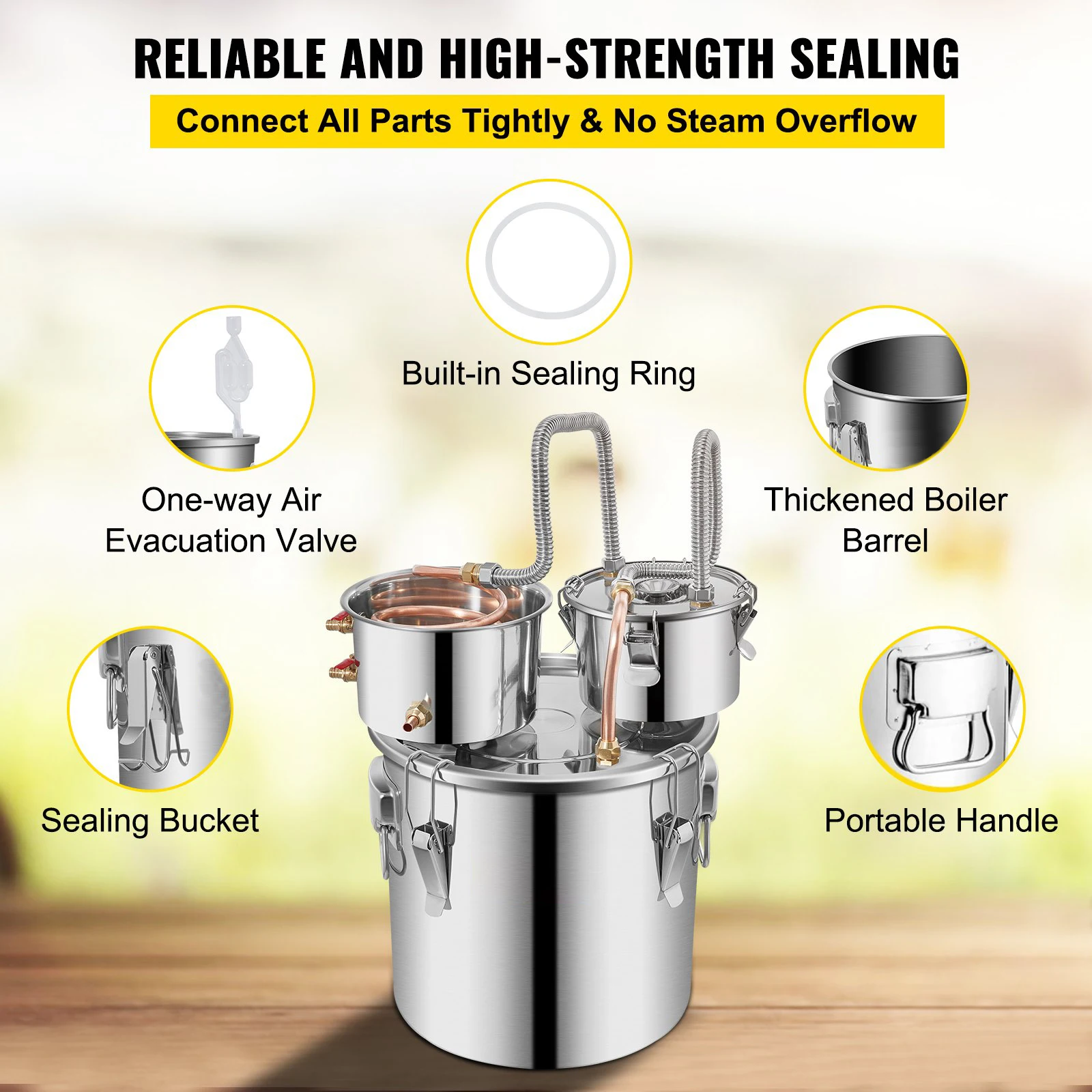 Alcohol Distiller 8/13.2 Gal Stainless Steel Still DIY Moonshine Apparatus Whisky Beer Brandy Home Appliance