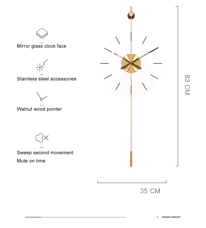 Description Picture 4 of itemSimplicity Originality  Wall Clock Modern Design Metal Luxury Wall Watches Clocks DIY Home Decor Silent Living Room Gift
