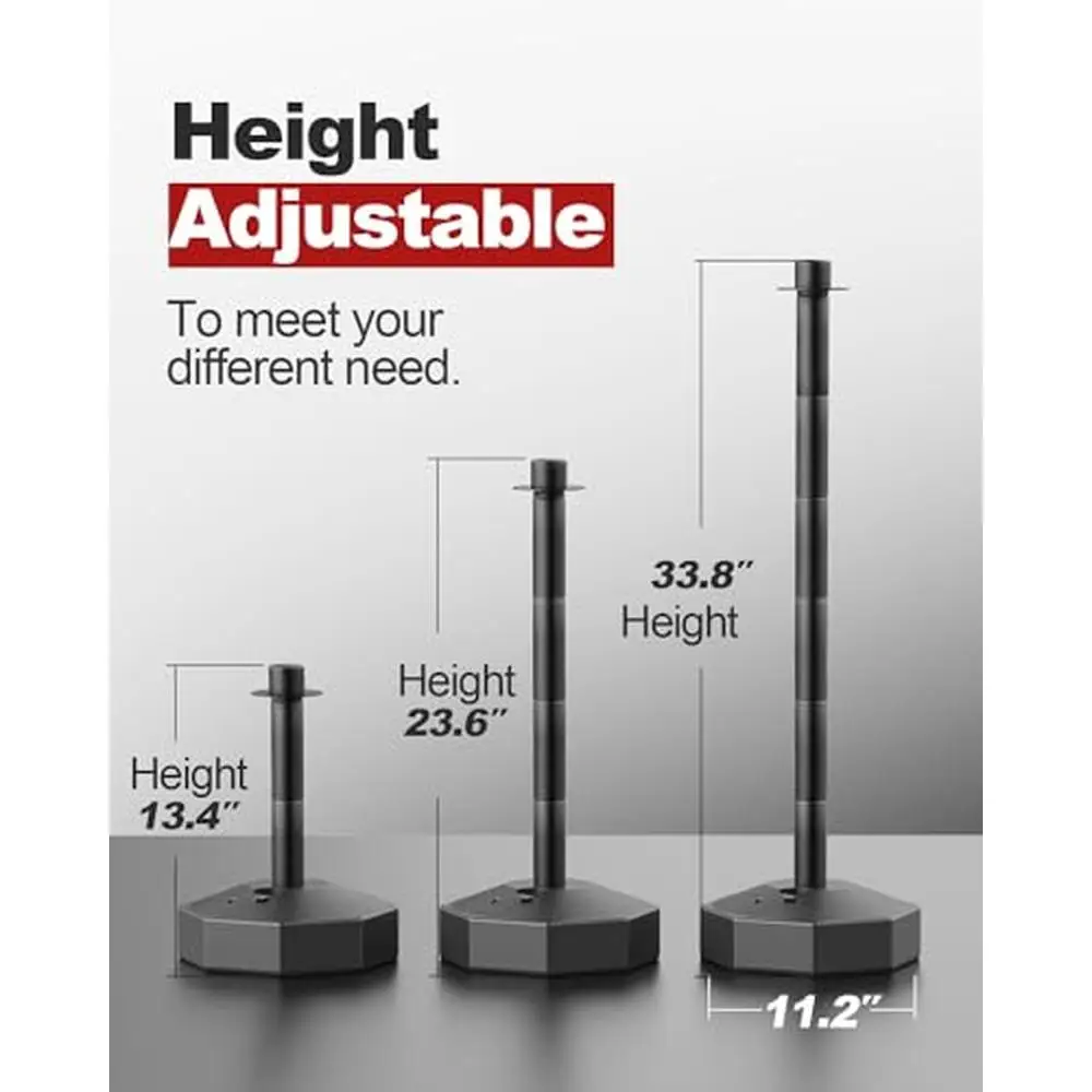 Traffic Safety Delineator Post Cones 4 Pack with Fillable Base & 8FT Plastic Chain Removable Portable Barrier Parking Lot Events
