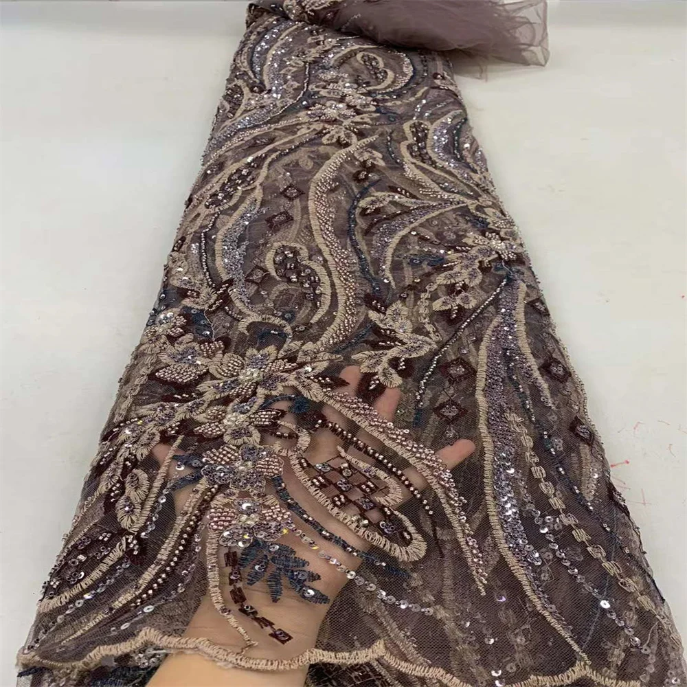 

Новинка Роскошные африканские блестки бисерные кружева ткань 2023 высокое качество французская Свадебная вышивка для жениха Тюль кружевная ткань ZX2507