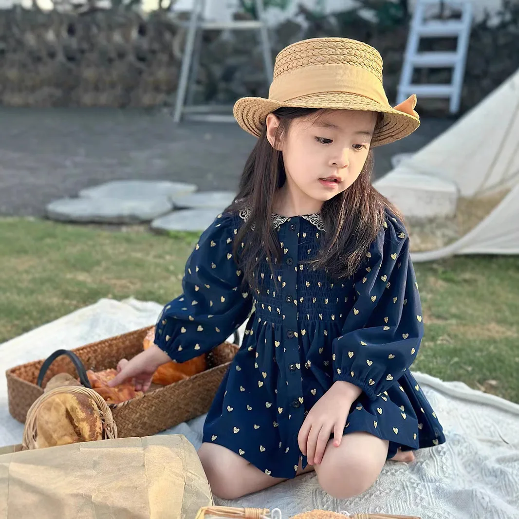 2025 Spring Summer Autumn New Girls Embroidered Collection North Style Girls Long Sleeve Shirt Pants Two-Piece Set
