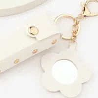 1pc Leather Lipstick Bag Makeup Pouch Lip Balm Bag Keychain Holder Creative Lipsticks Protective Cover With Mirror Gifts 2