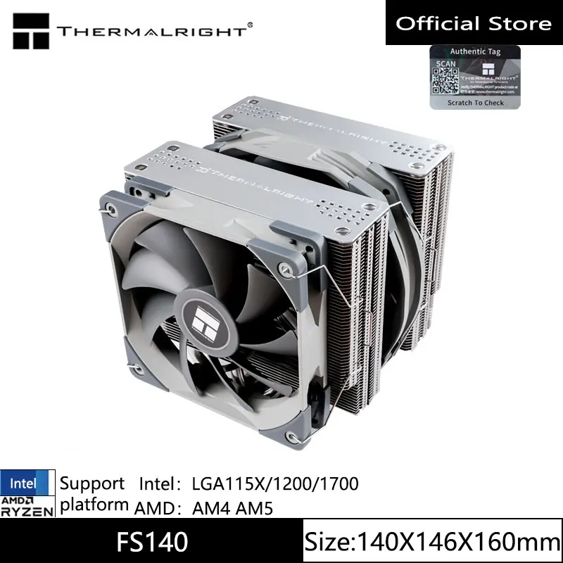 

Thermalright TR-FS140 CPU air-cooled radiator 8mmX4 heat pipe dual tower dual fans support LGA1700/115X/1200/AM4/AM5