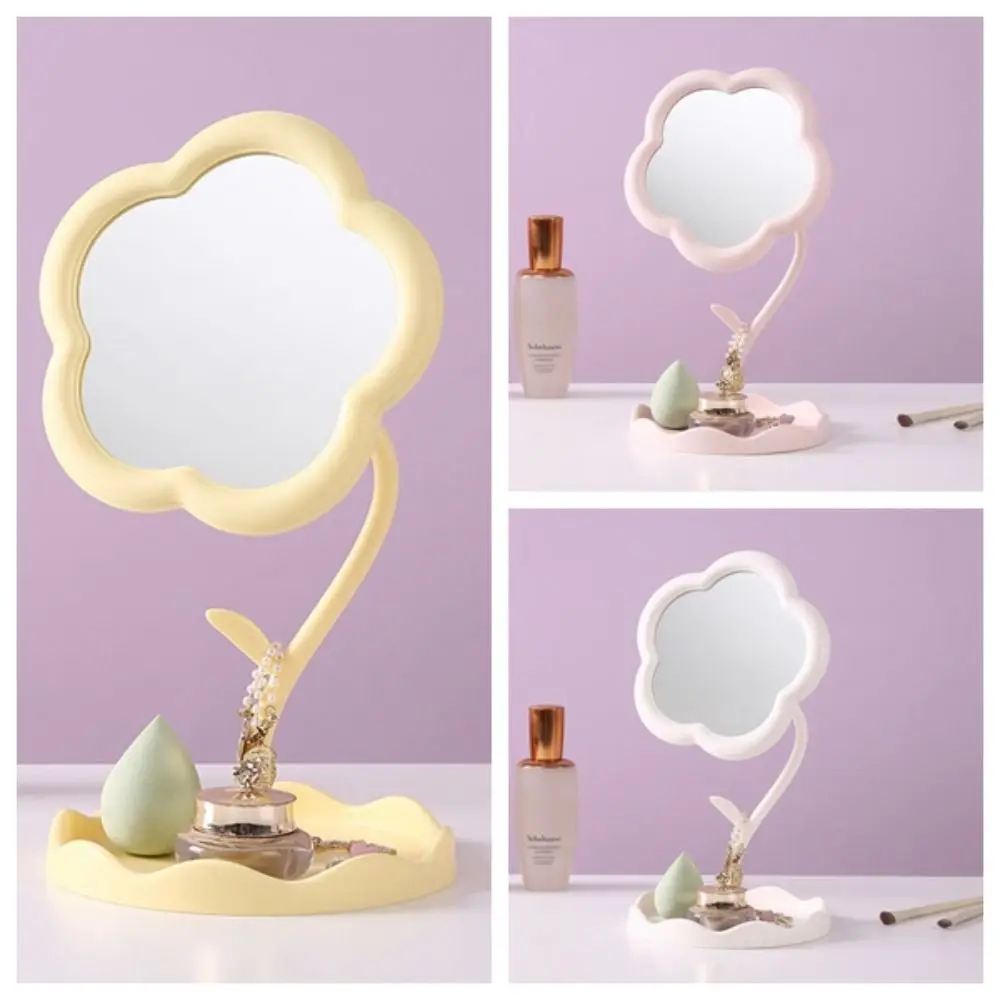 Cute Sunflower Shaped Dressing Mirror Classic Detachable Desktop Makeup Mirror High-definition 360 Degree Rotation Table Mirror