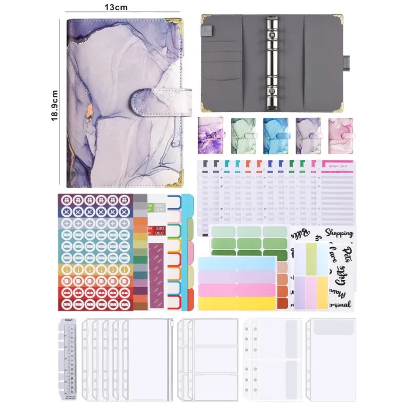 Budget Binder A6 Printing Marble Texture Pu Leather Minimalist Cash Account budget binder notebook,budget binder