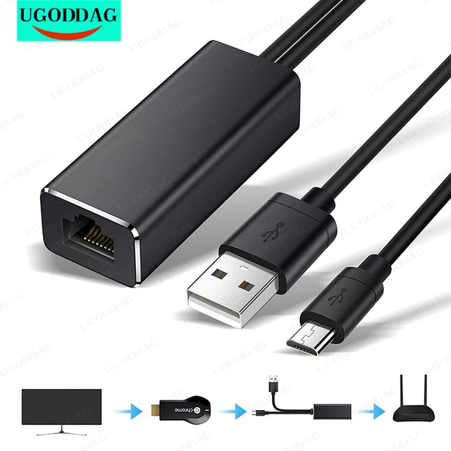 Ethernet Adapter For Fire Tv Stick Google Home Mini Chromecast Ultra 2 1  Audio Micro Usb To Rj45 With Usb Power Supply