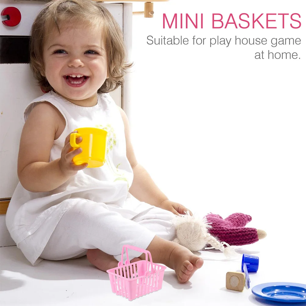 12 Pcs Mini Shopping Basket Small Candy Kids Baskets Children Toy Miniature Grocery Plastic Toys 4