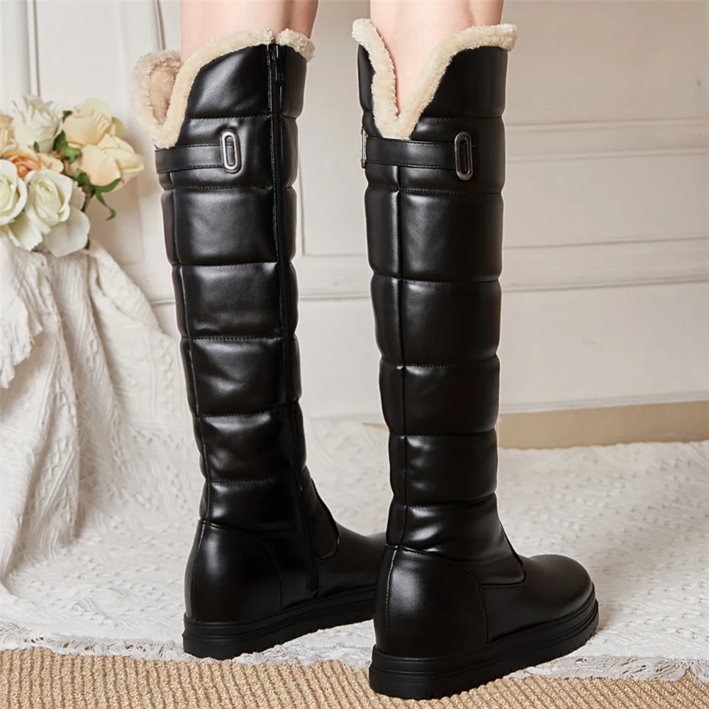 Women Knee Boots Winter Warm Snow Boots Women Shoes Low Heels Knee High Boots Female Platform Plush Long Boats Mujer 34-43