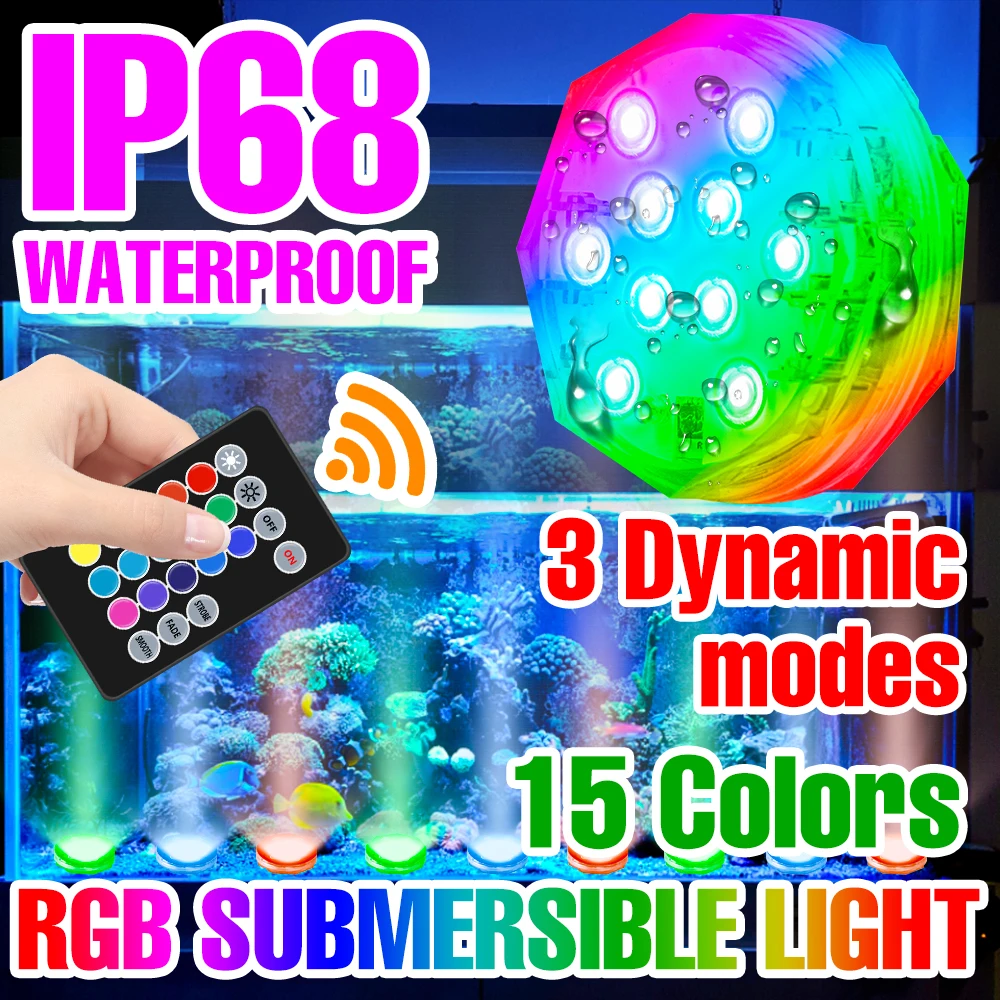 

Pool Led Lighting IP68 Waterproof RGB Submersible Lights Outdoor Underwater For Garden Pond Party Atmosphere Decoration Lamps