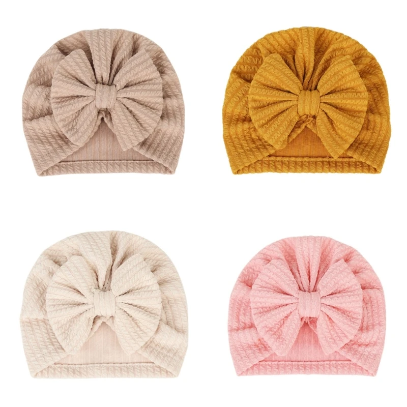 

Baby Unisex Turban Hat Waffle-Knit Soft Toddler Hospital Cap Big Bowknot Beanie Headwrap Headband for Infant Kid