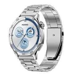 Luxury 22mm Stainless Steel Watch Strap - Metal Bracelet Correa - Huawei GT3 3Pro 46mm (Silver)
