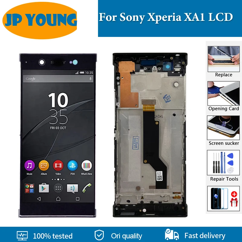 Écran LCD Complet Sur Cadre Pour Sony Xperia XA1 (G3121) - Doré - Original - Occasion