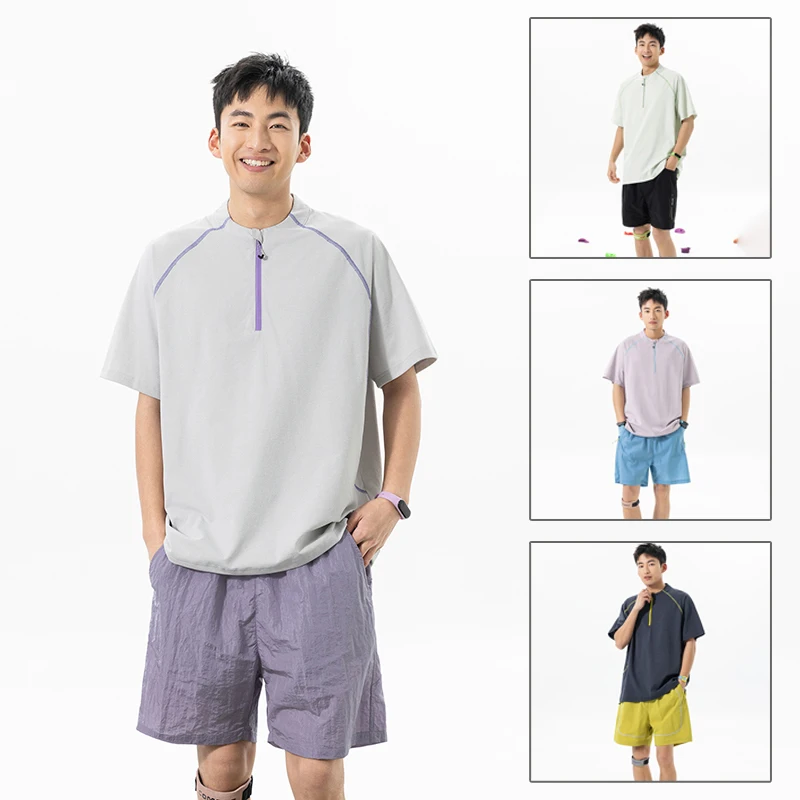 하프집업 자외선 차단 스포츠 티셔츠 반팔 여름 신상 아웃도어 러닝웨어 속건성 의류 UV 차단 상의
