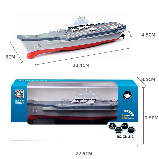 Mini RC Boat Aircraft Carrier Military Model Remote Control Ship 2.4G Electronic Wireless RC Warship Toys for Boys Kids Gifts 6