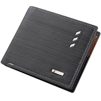 Business Men's Short Wallet Microfiber Synthetic Leather Short Wallets Men Stripe Male Purse Coin Pouch Multi-functional Cards 1