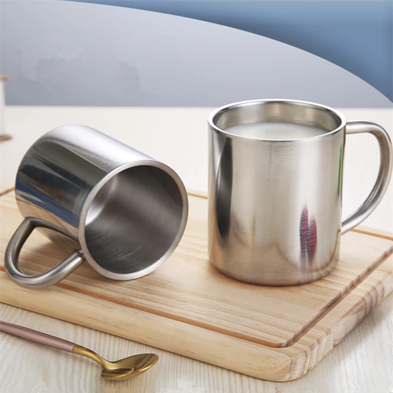 

Double-Layer Stainless Steel Polishing Mug for Tea 200ml Portable Anti Scalding Insulated Coffee Milk Cups Household Drinkware