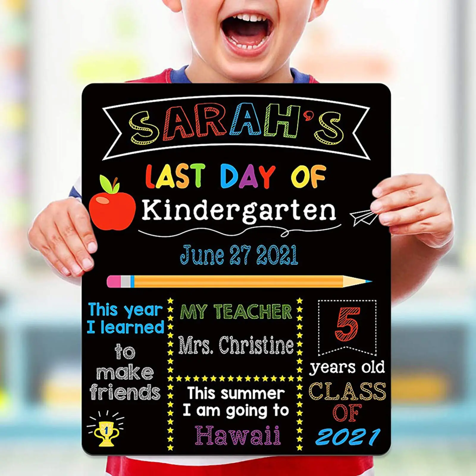 First And Last Day Of School Student Diy Double-Sided Chalkboard Student Blackboard Message Boards Craft Photo Decor