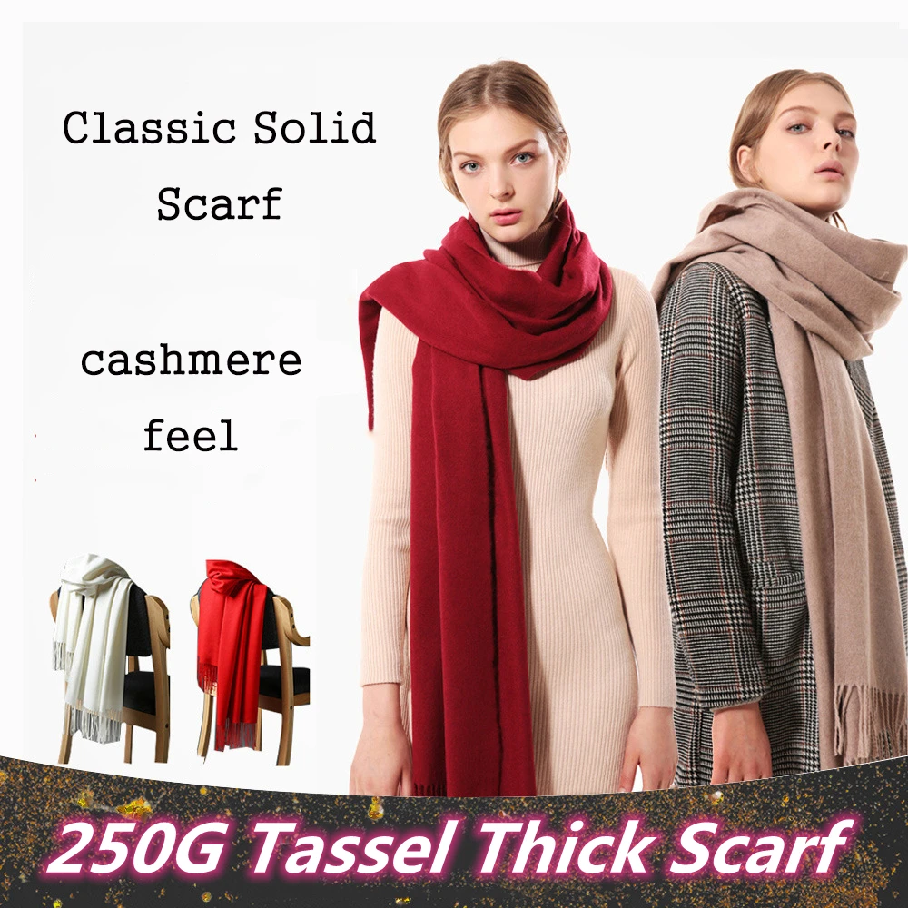 

Новинка 2022, зимний однотонный шарф, женские теплые кашемировые шарфы, Женский хиджаб, Шейная длинная шаль, шарф, женская головная бандана из пашмины