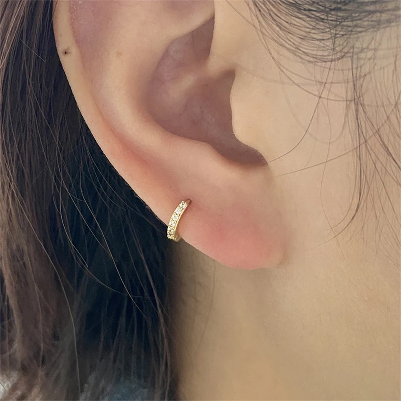 ZAKOL Fashion Round CZ Small Circle Hoop Earrings Women Gold Color Ear Piercing Jewelry