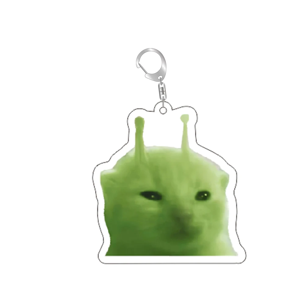 Zip Zap Alien Cat Funny Meme Keychain Green Alien Cute Cats Key Ring Game Accessories Bags Backpack Pendant Prop Jewelry Gift
