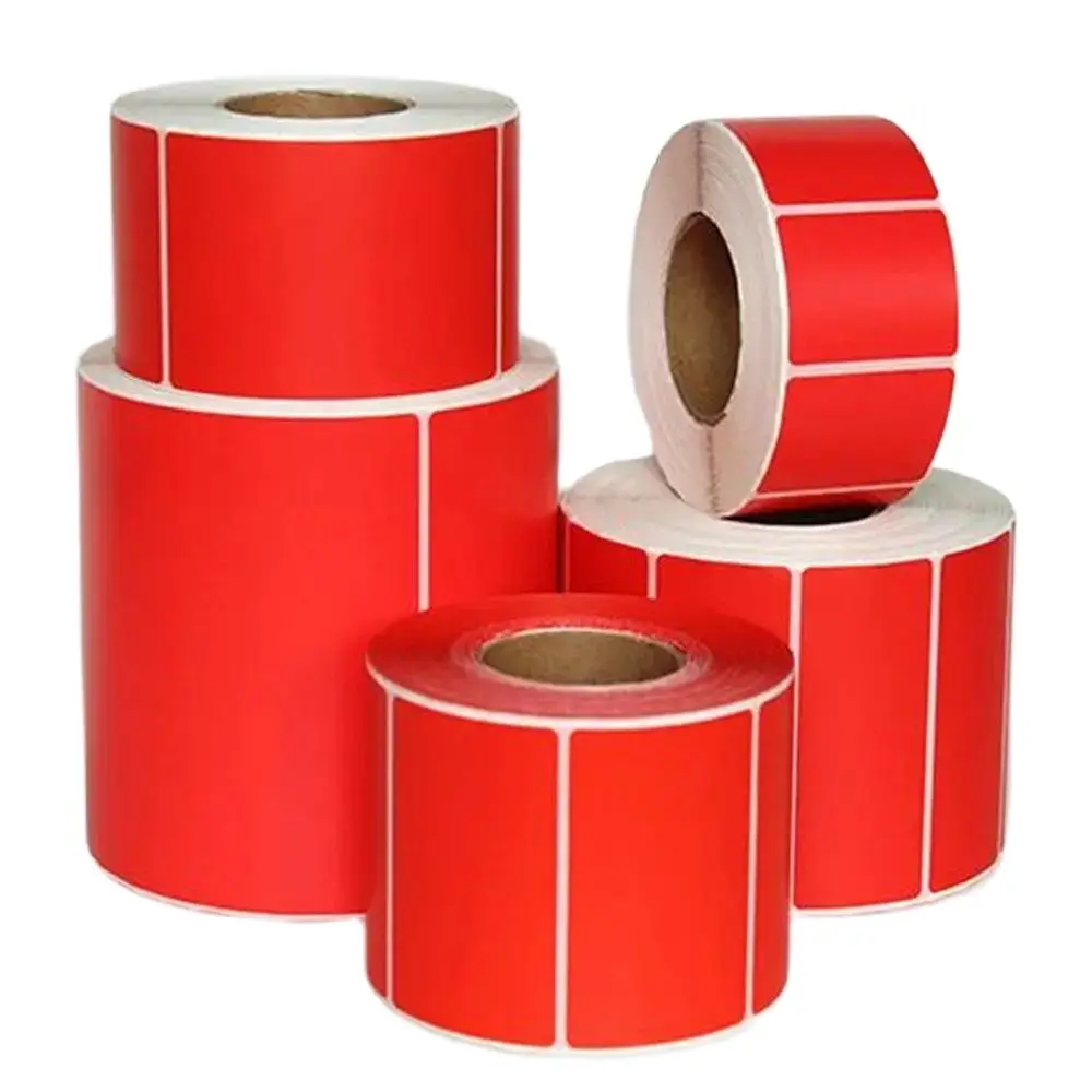 Red Thermal Label barcode Sticker Thermal Paper thermal printer Round Self-Adhesive Labels in roll